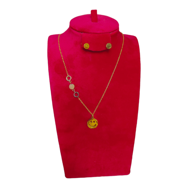 Collana con Orecchini Emoji Felice Oro Acciaio Inossidabile